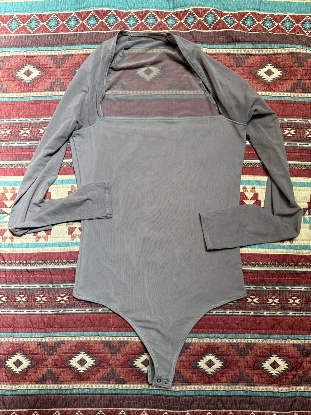 Abercrombie & Fitch sheer Long-Sleeve Square Neck Bodysuit size small